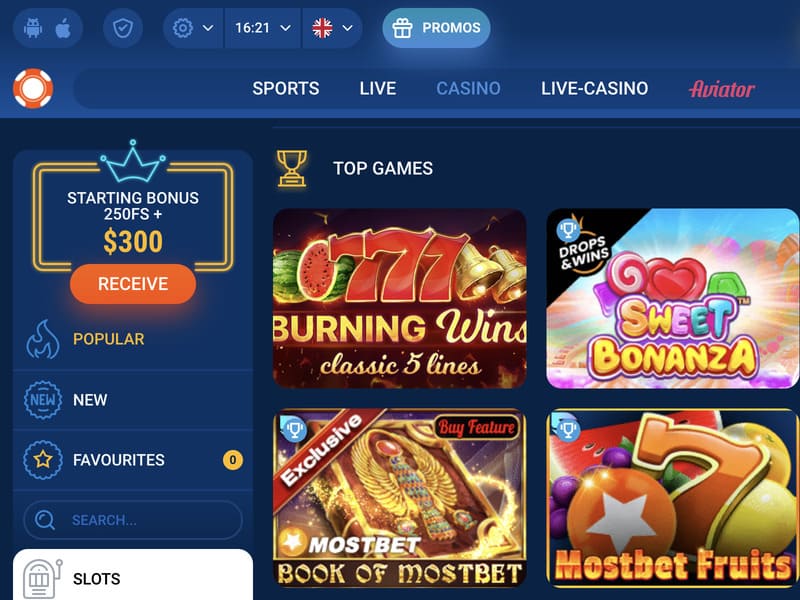 Registration at the online casino Mostbet