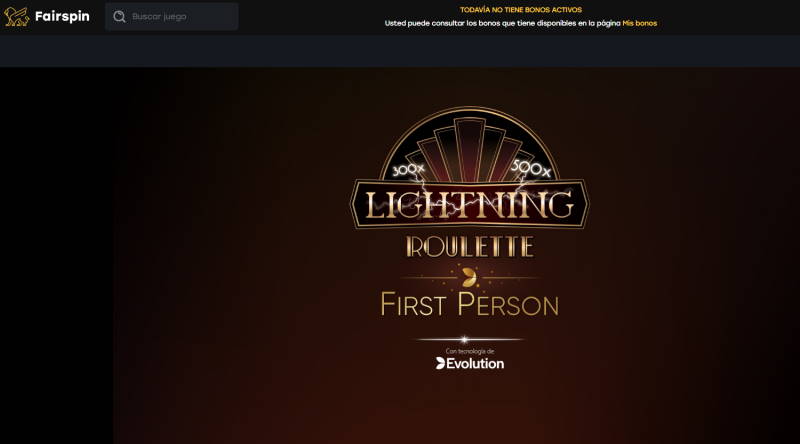 Lightning Roulette Evolution en FairSpin cripto casino - registro