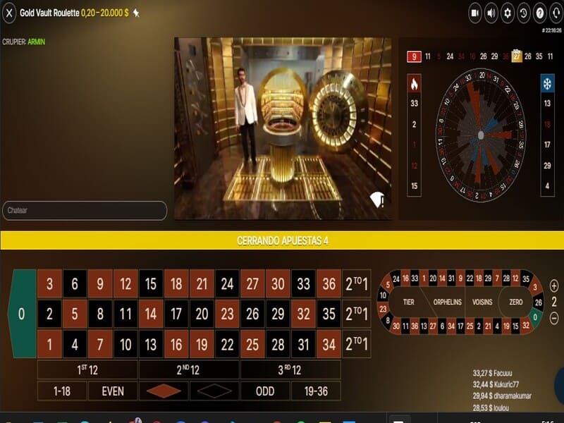 Spieleigenschaften Goldtresor-Roulette