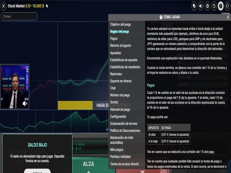 Caraterísticas do jogo ao vivo do mercado de acções da Evolution Gaming